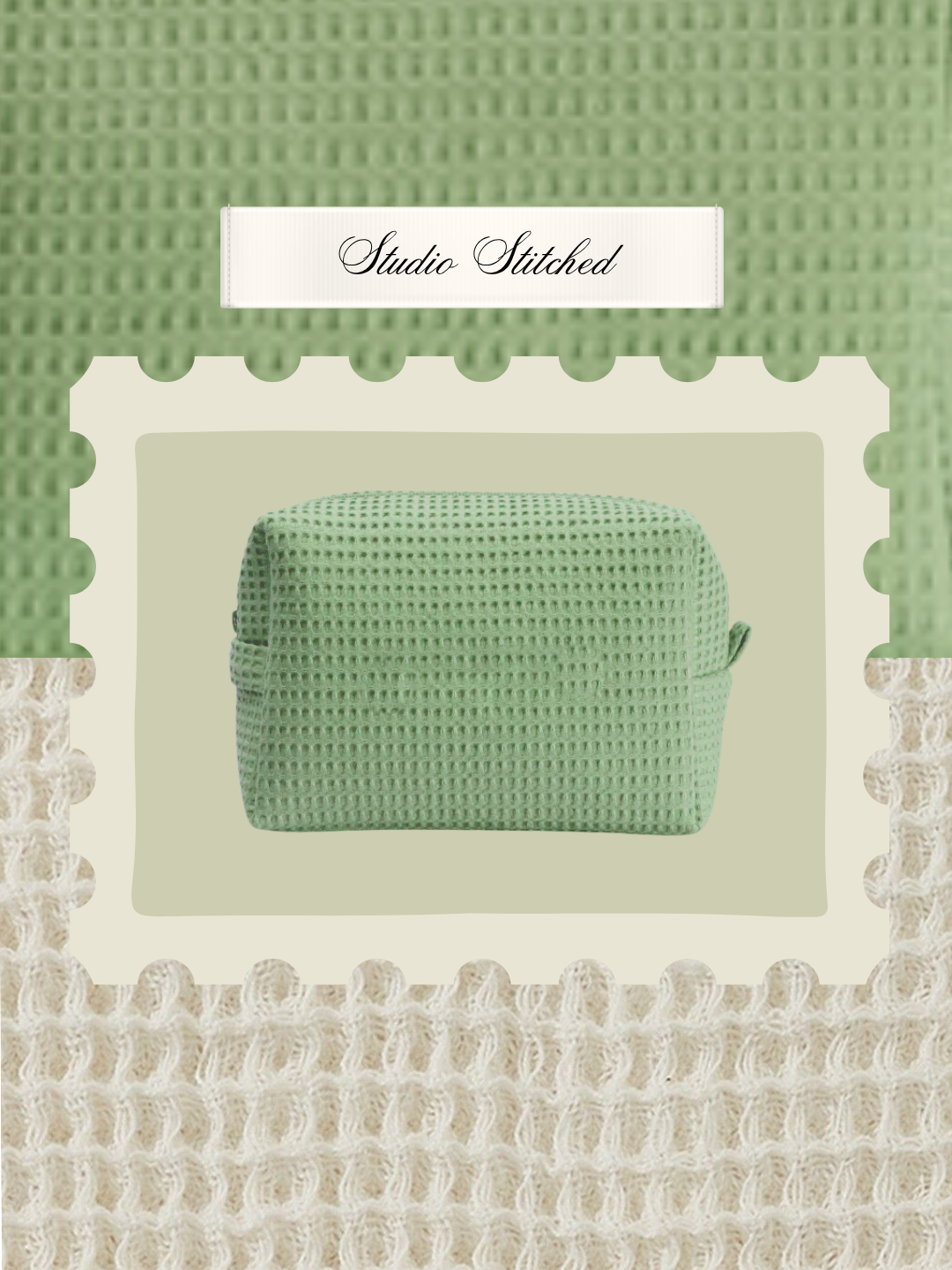 Personalized - The Whimsy Waffle Pouch - Matcha