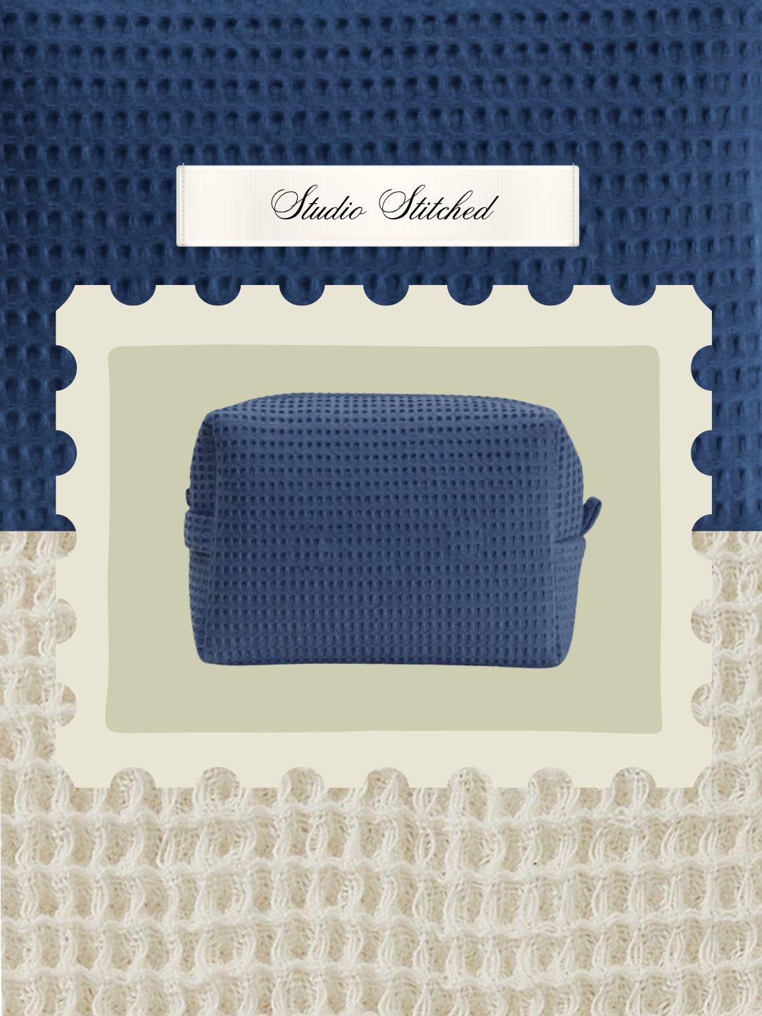 Personalized - The Whimsy Waffle Pouch - Navy