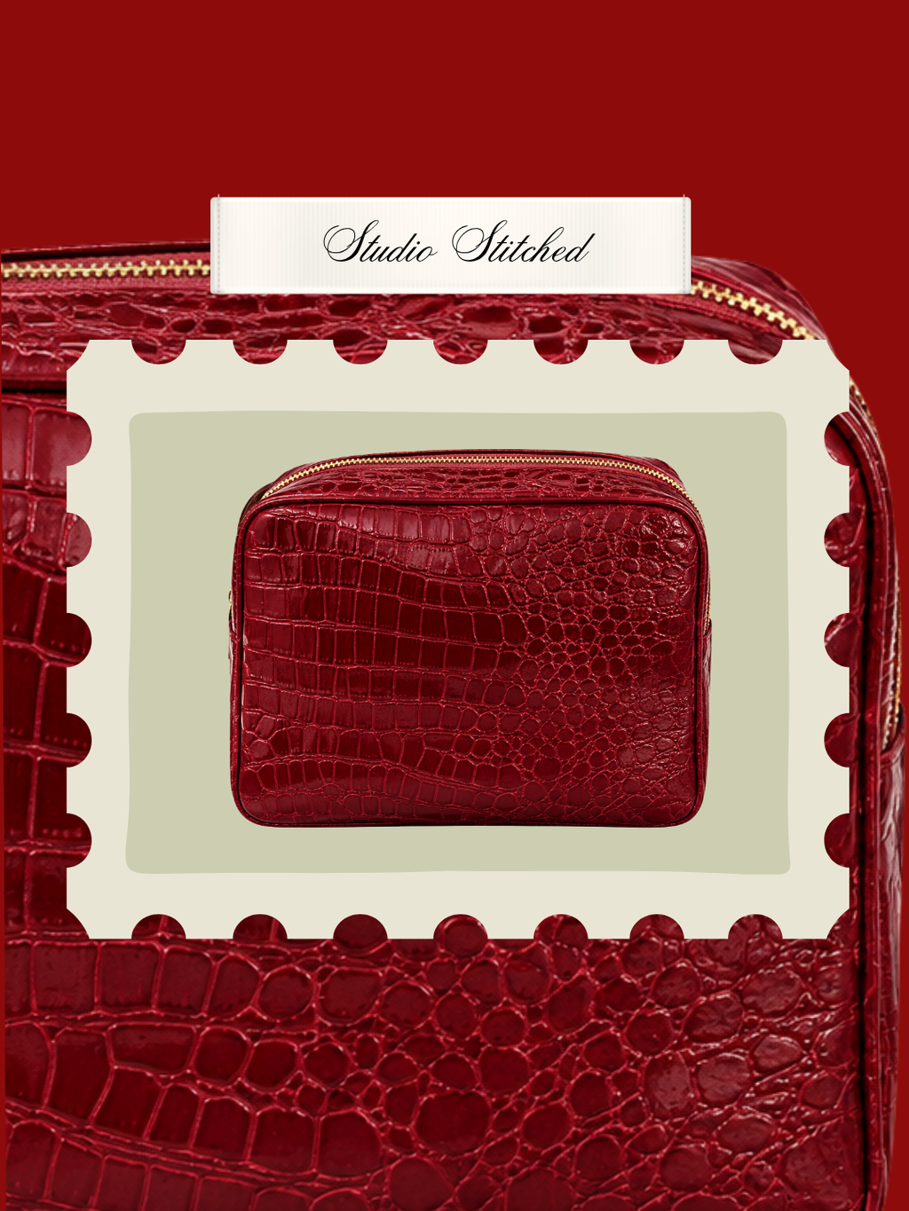 Initials Only - Signature GRWM Croc Pouch – Deep Cherry