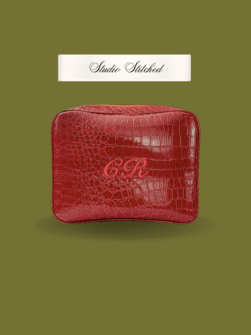 Initials Only - GRWM Croc Pouch | Deep Cherry