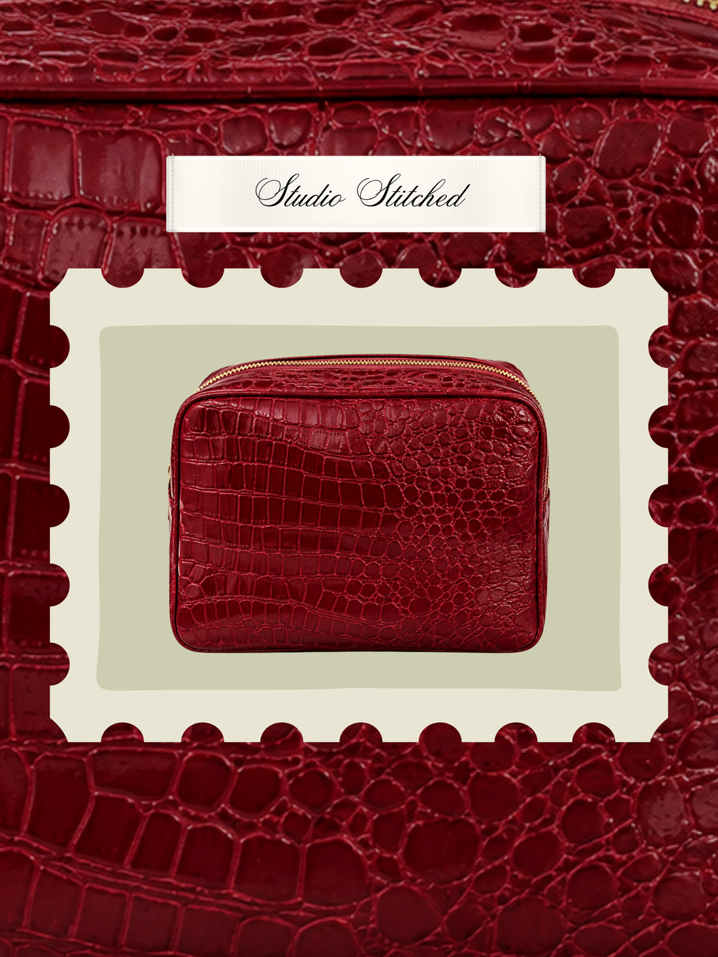 Personalized - Signature GRWM Croc Pouch – Deep Cherry
