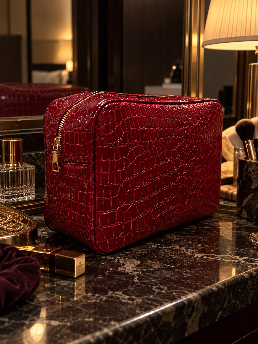 Signature Croc Pouch - Personalized Your Way  | Deep Cherry