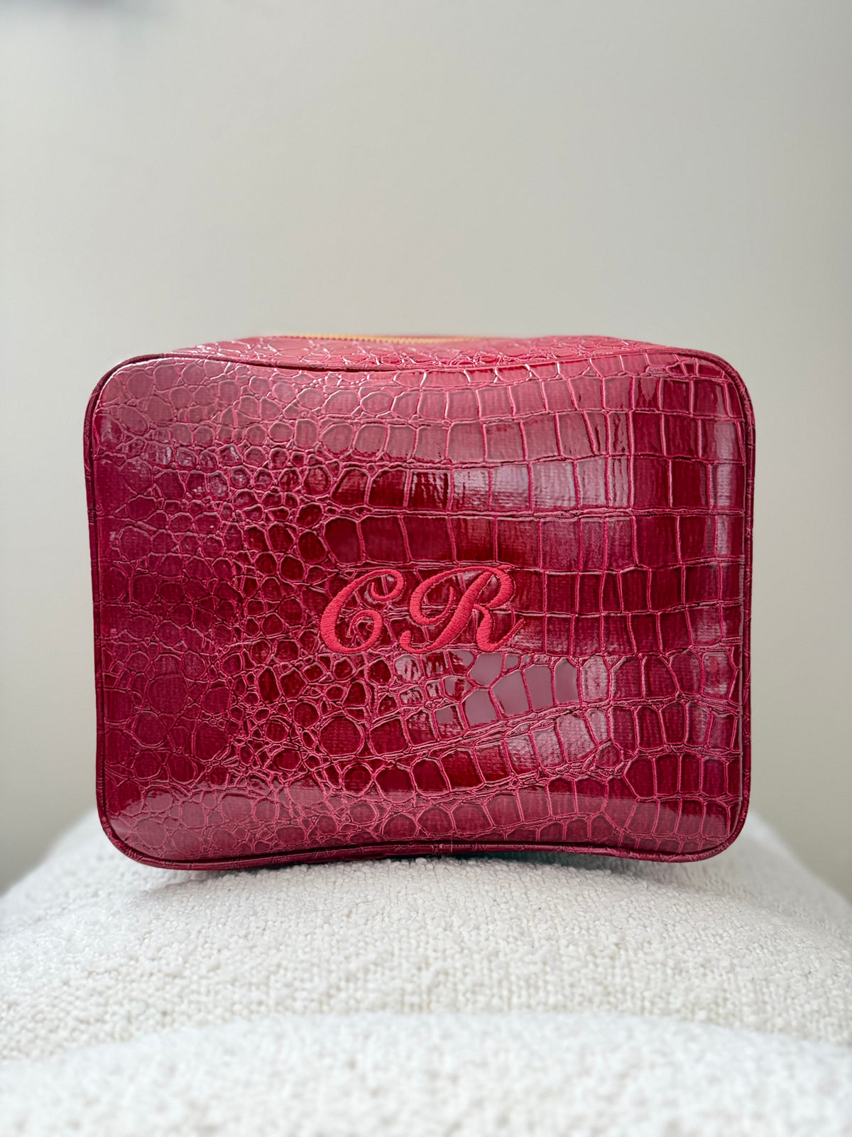 Initials Only - Signature GRWM Croc Pouch – Deep Cherry