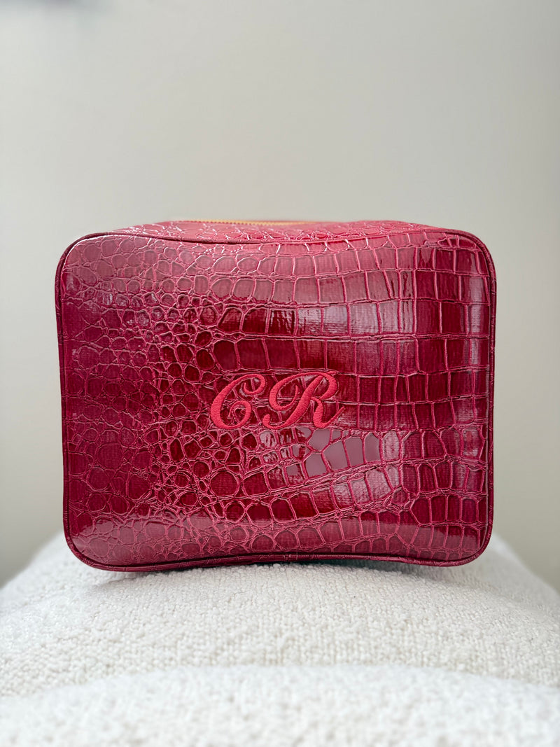 Initials Only - Signature GRWM Croc Pouch – Deep Cherry