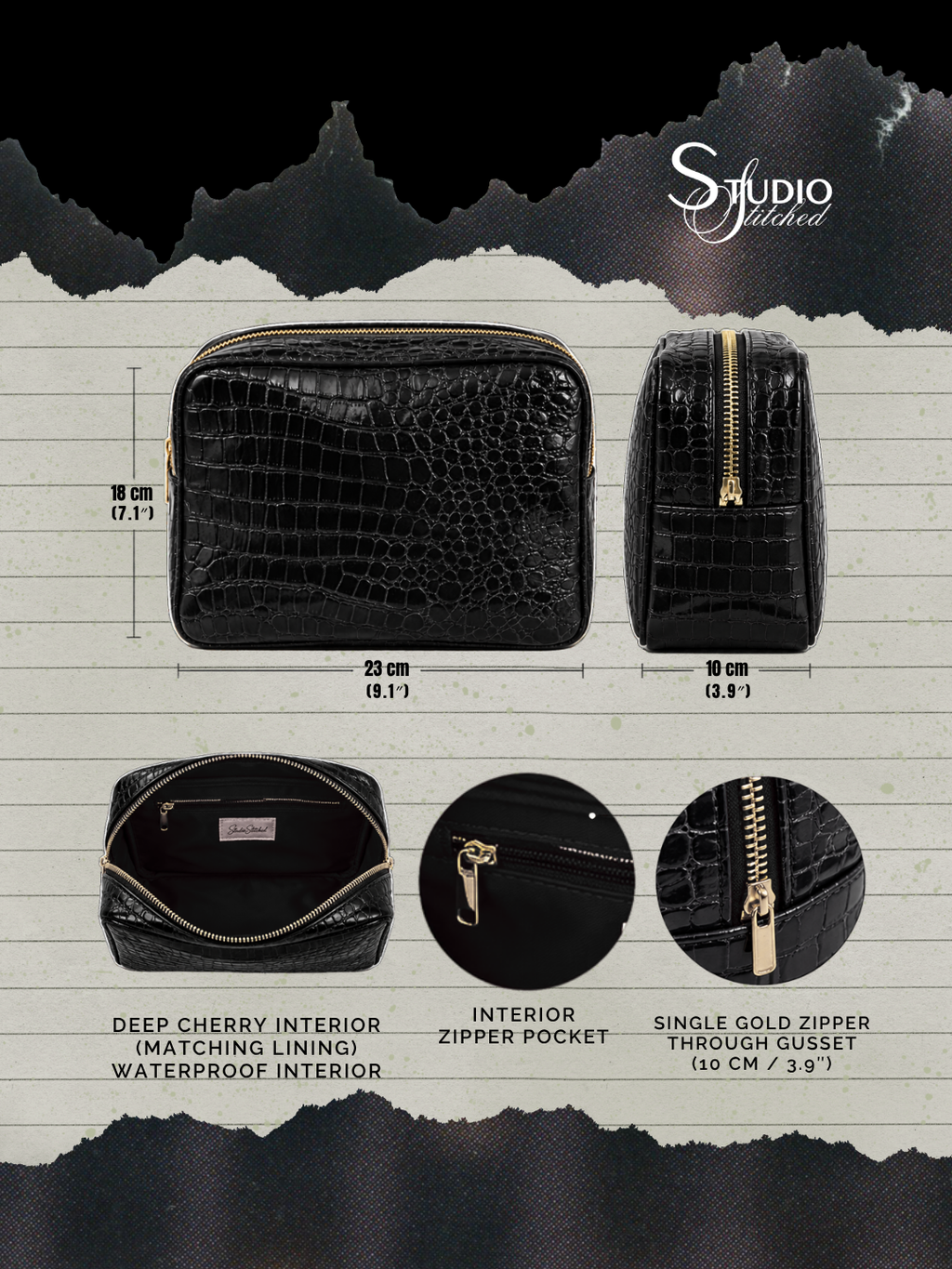 Initials Only - Signature GRWM Croc Pouch – Midnight