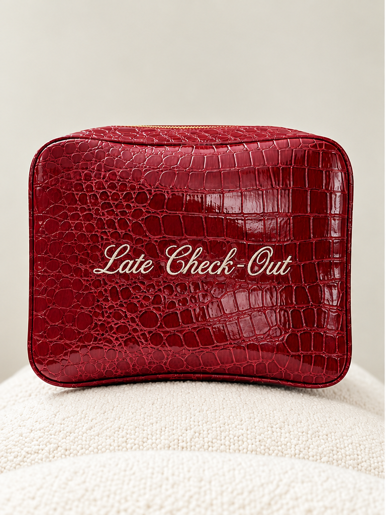 Phrase Concierge - Signature GRWM Croc Pouch – Deep Cherry