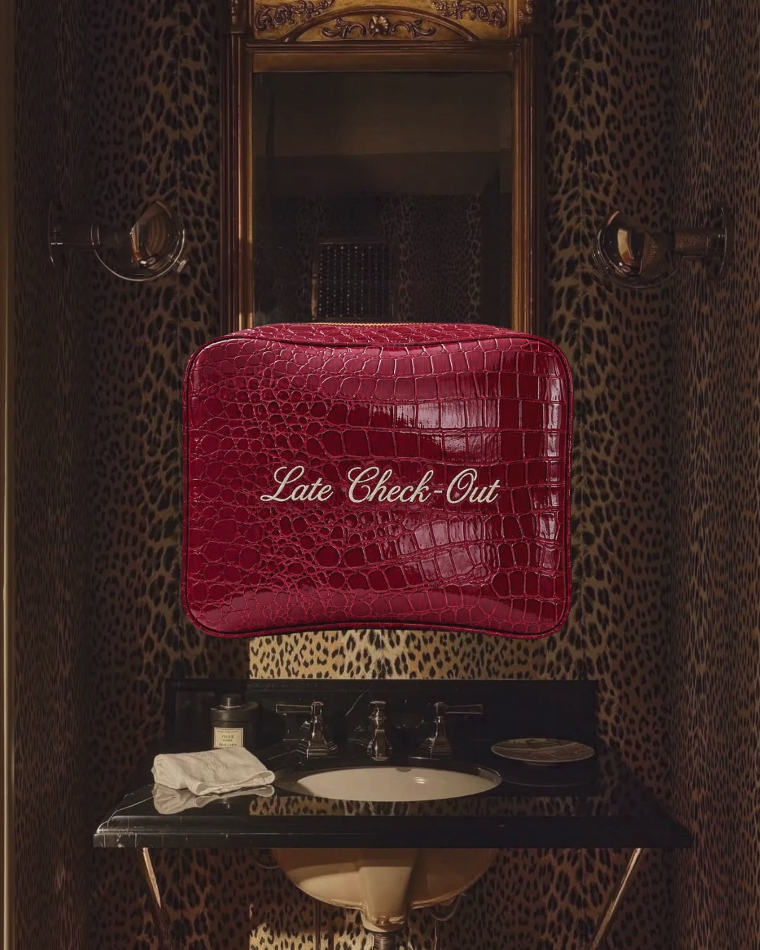 Signature Croc Pouch - Personalized Your Way  | Deep Cherry